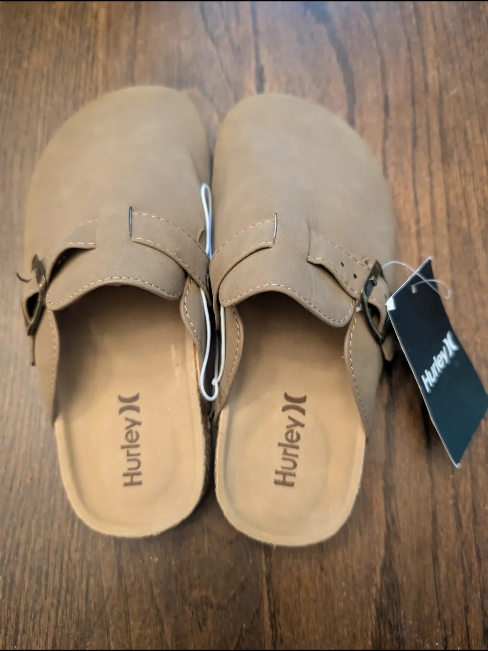 Hurley Taupe/Brown Buckle Slip-On Mules